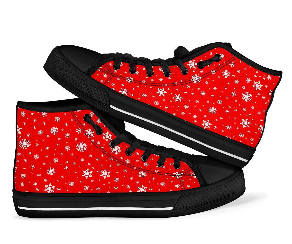 Snowflake Print Pattern Men Women's High Top Shoes-grizzshop