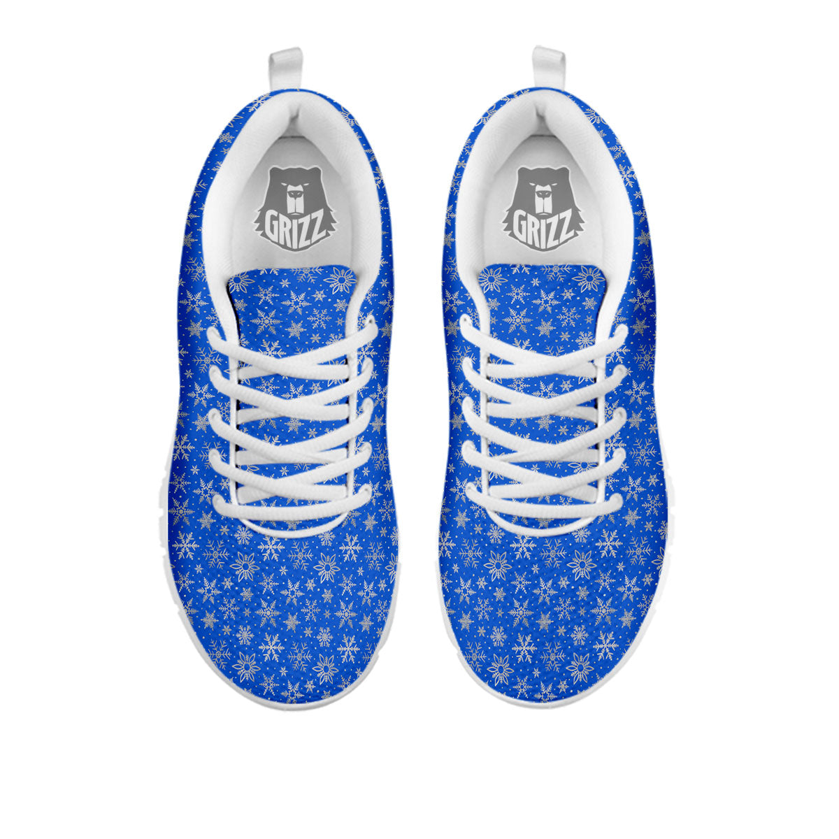 Snowflake Silver And Blue Print Pattern White Sneaker-grizzshop