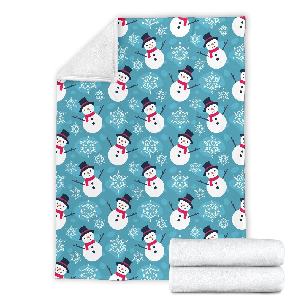 Snowflake Snowman Pattern Print Blanket-grizzshop