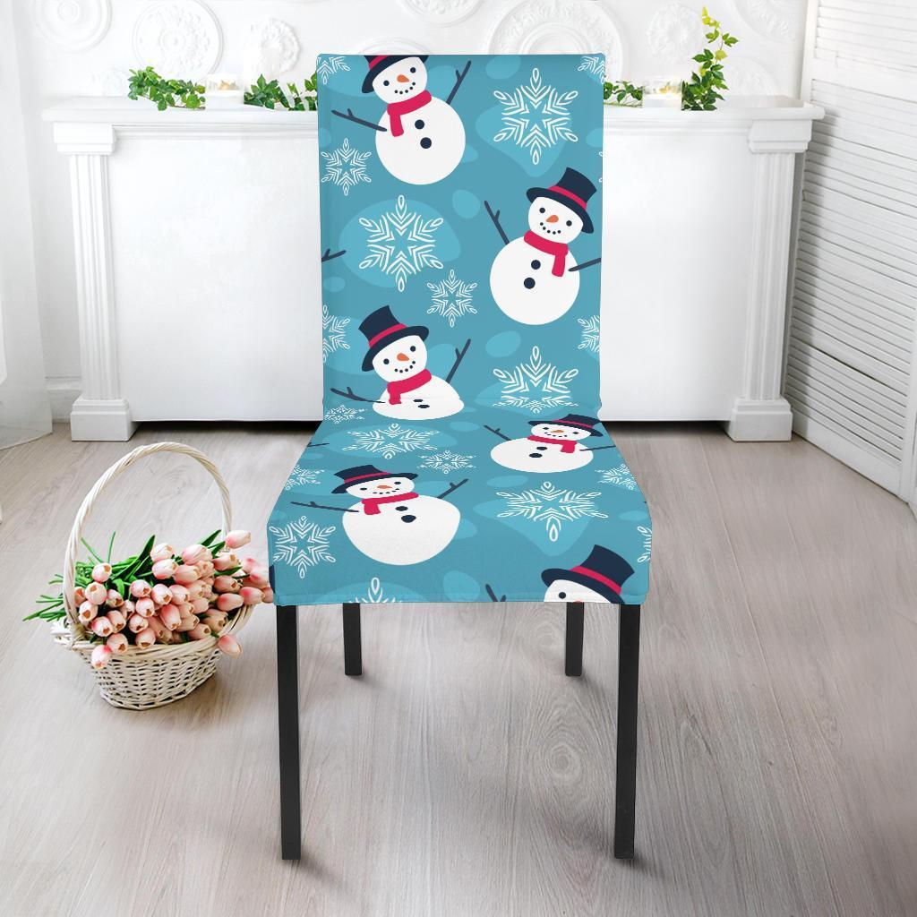 Snowflake Snowman Pattern Print Chair Cover-grizzshop