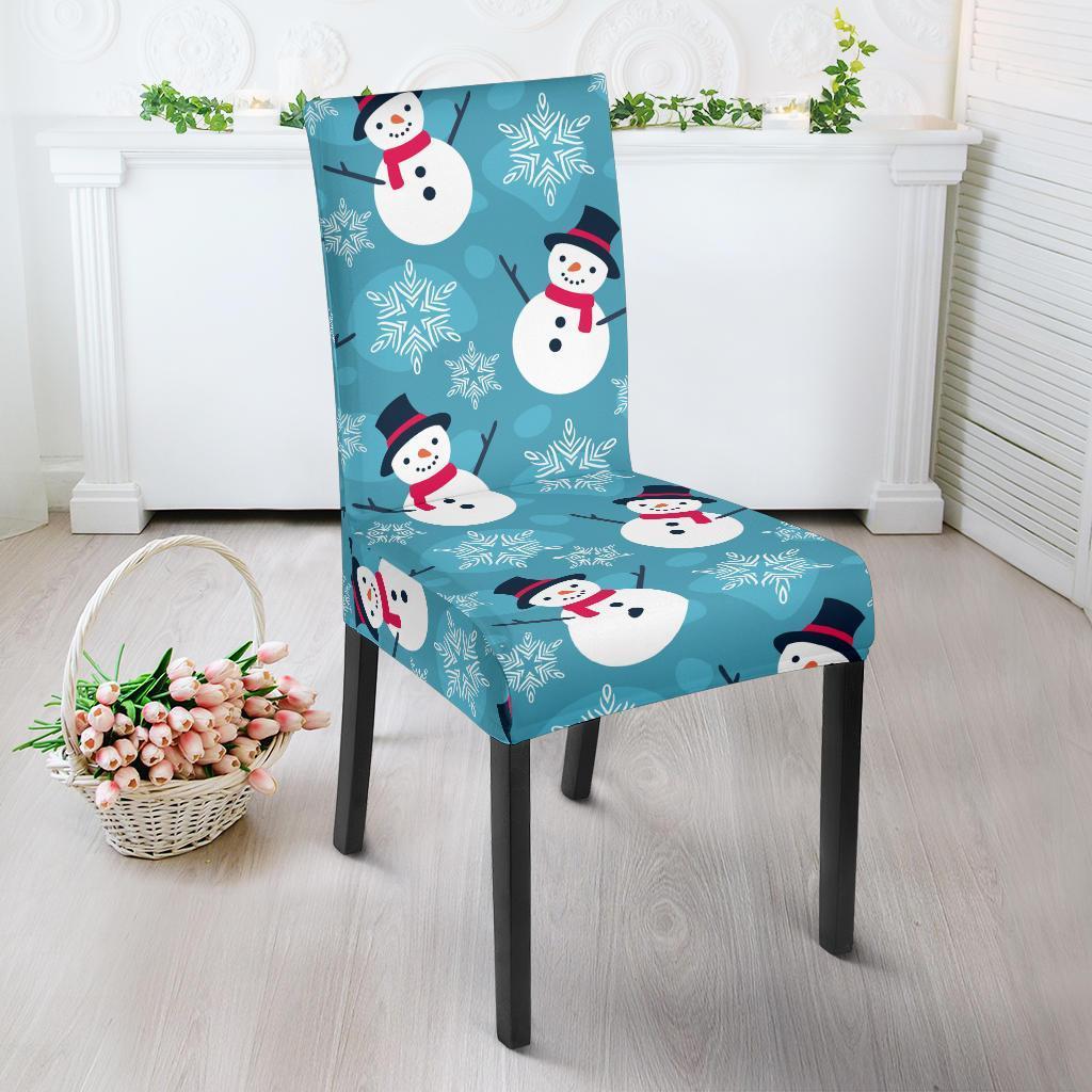 Snowflake Snowman Pattern Print Chair Cover-grizzshop