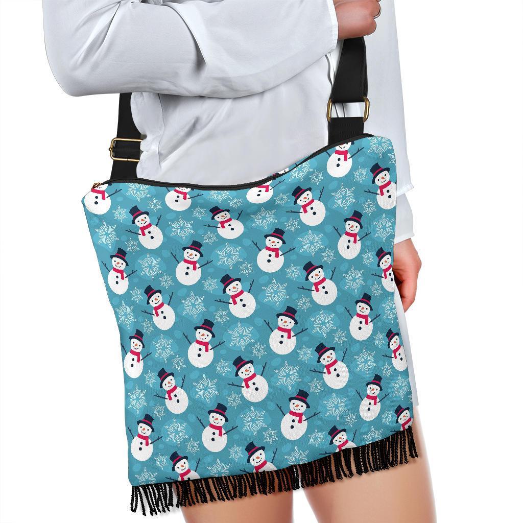 Snowflake Snowman Pattern Print Crossbody Bags-grizzshop