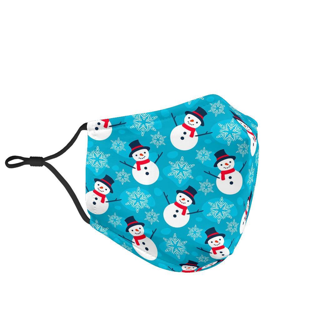 Snowflake Snowman Pattern Print Face Mask-grizzshop