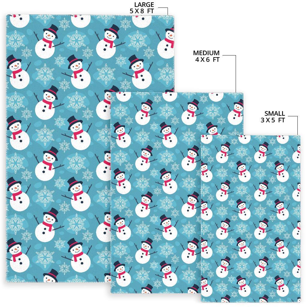 Snowflake Snowman Pattern Print Floor Mat-grizzshop