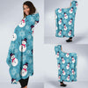 Snowflake Snowman Pattern Print Hooded Blanket-grizzshop