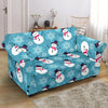 Snowflake Snowman Pattern Print Loveseat Cover-grizzshop