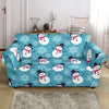 Snowflake Snowman Pattern Print Loveseat Cover-grizzshop