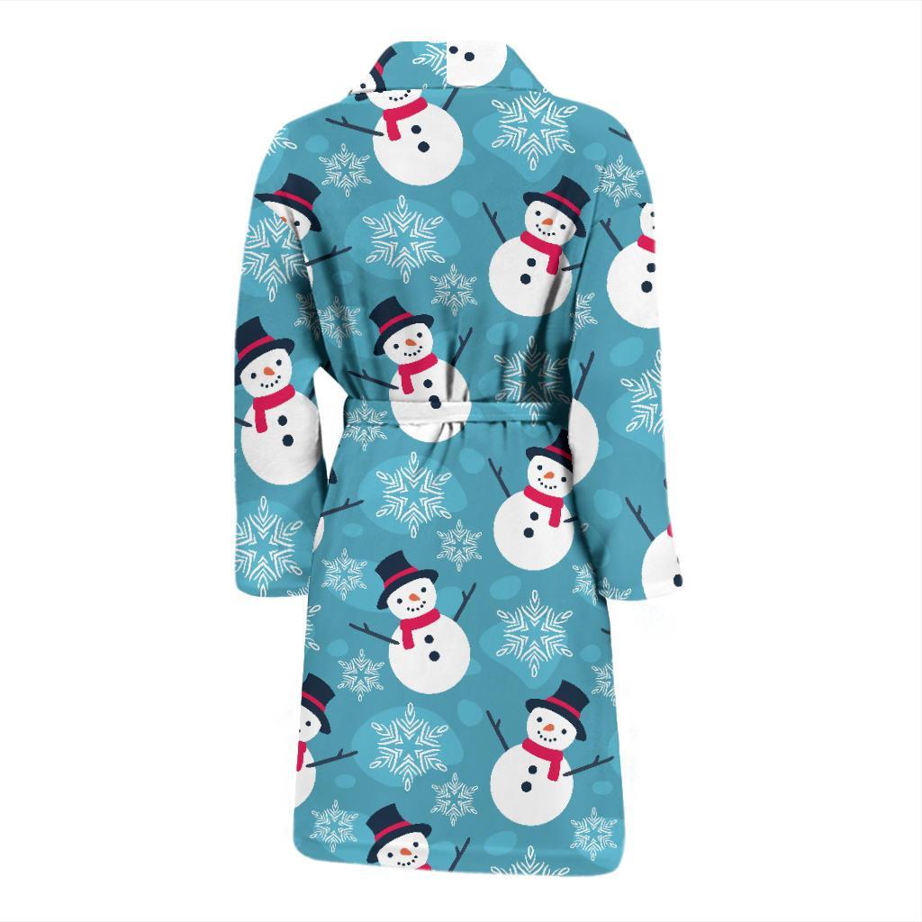 Snowflake Snowman Pattern Print Men Long Robe-grizzshop