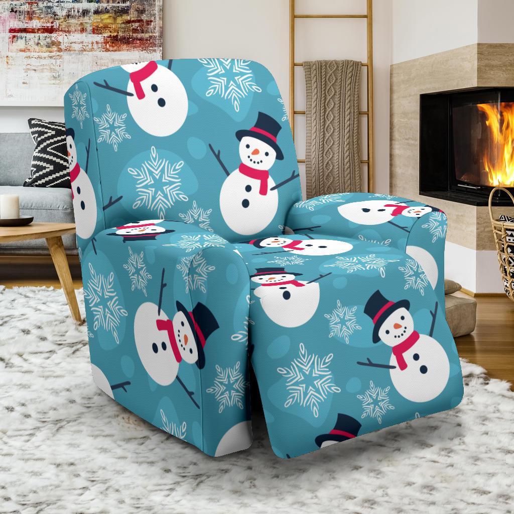 Snowflake Snowman Pattern Print Recliner Cover-grizzshop