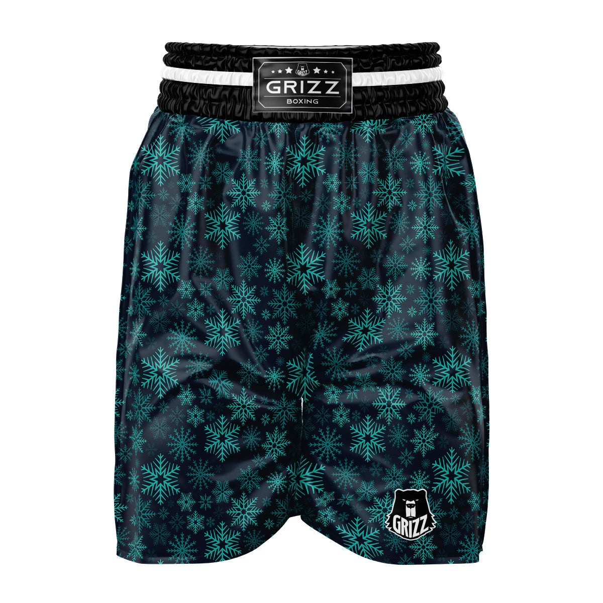 Snowflake Turquoise Print Pattern Boxing Shorts-grizzshop