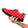 Snowflake White And Red Print Pattern Black Sneaker-grizzshop