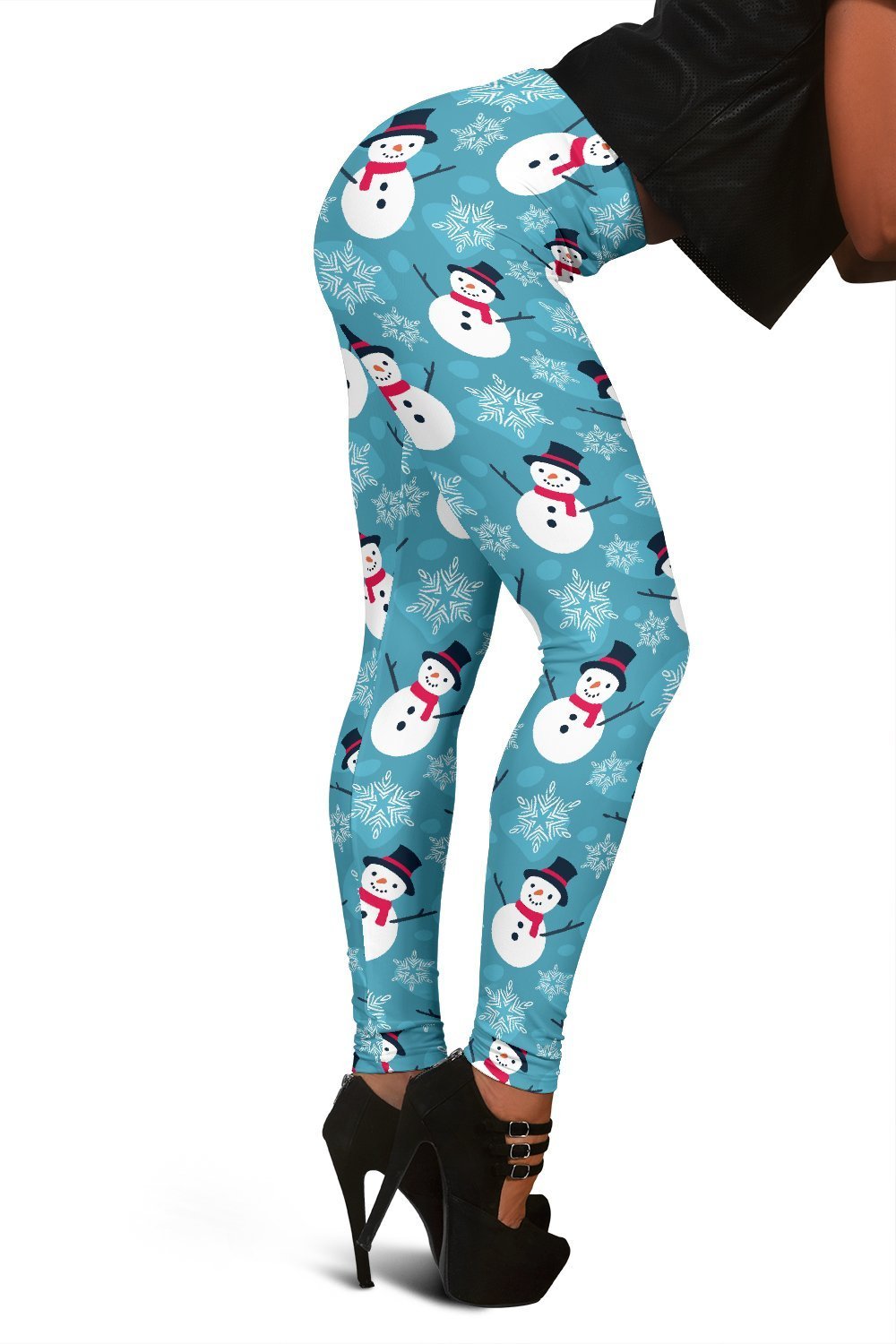 Snowflake Snowman Print Pattern Women Leggings-grizzshop