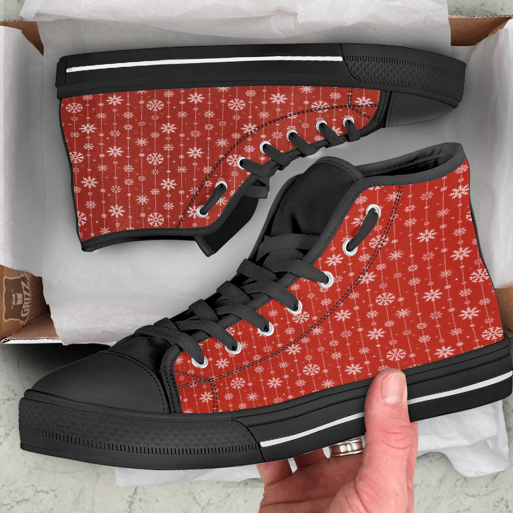 Snowflakes Merry Christmas Print Pattern High Top Shoes-grizzshop