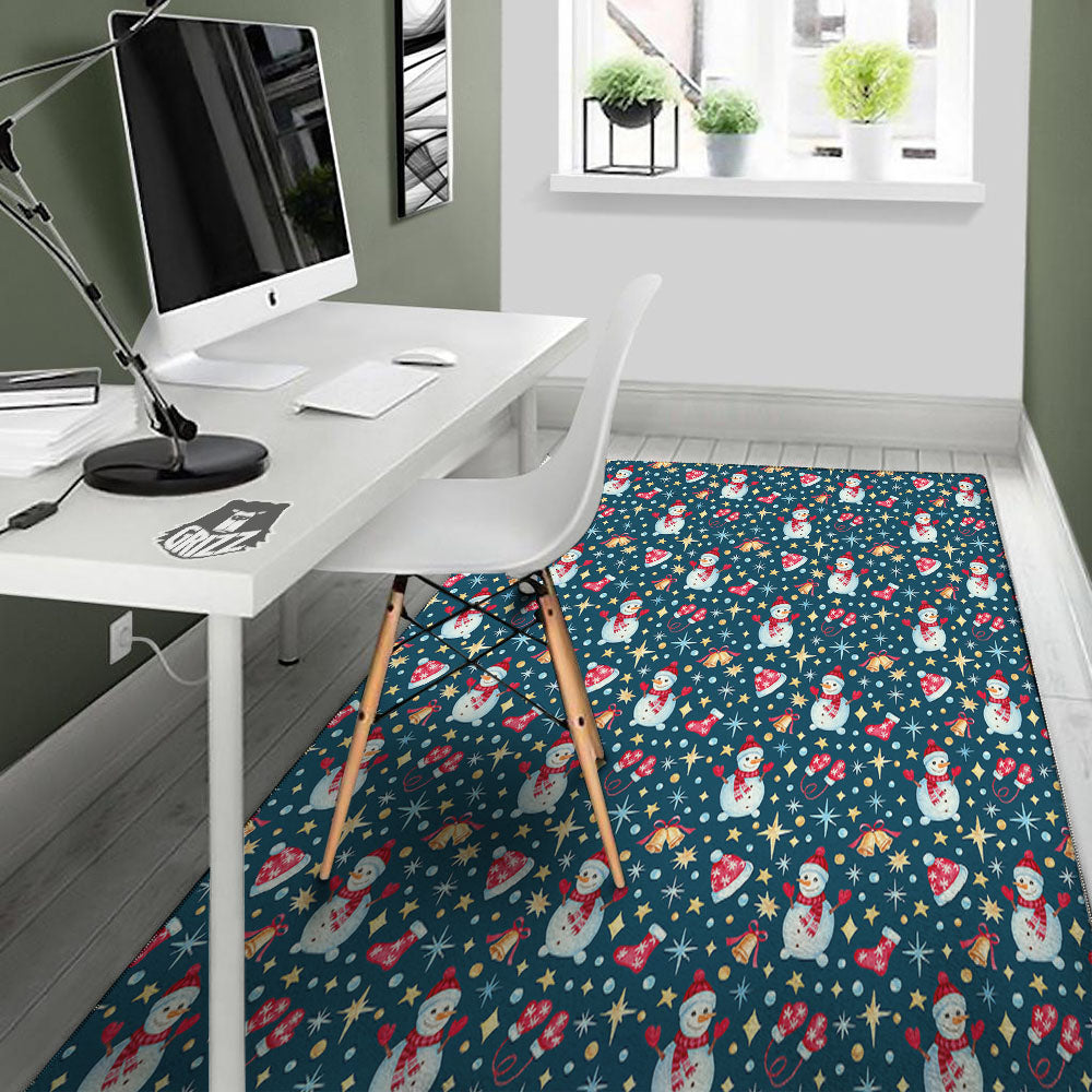 Snowman Christmas Print Pattern Floor Mat-grizzshop