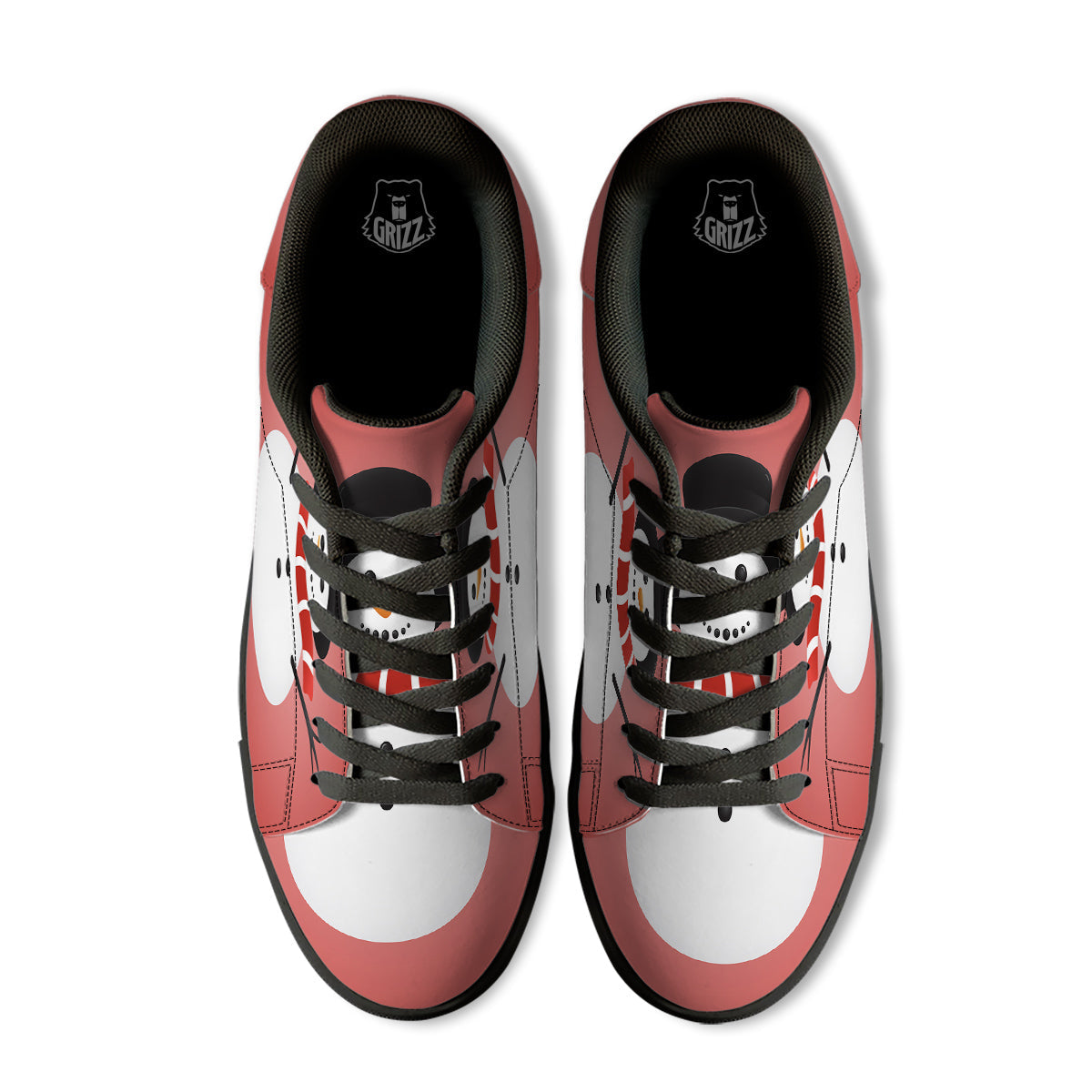 Snowman Cute Print Black Low Top Sneakers-grizzshop