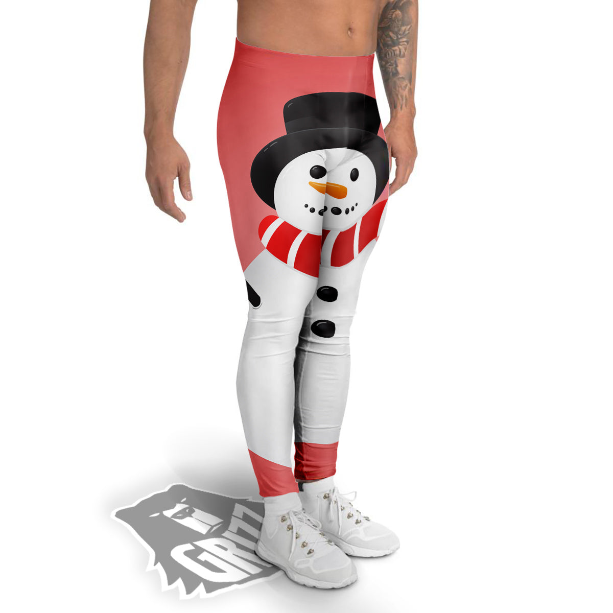 Snowman Cute Print Men's Leggings-grizzshop