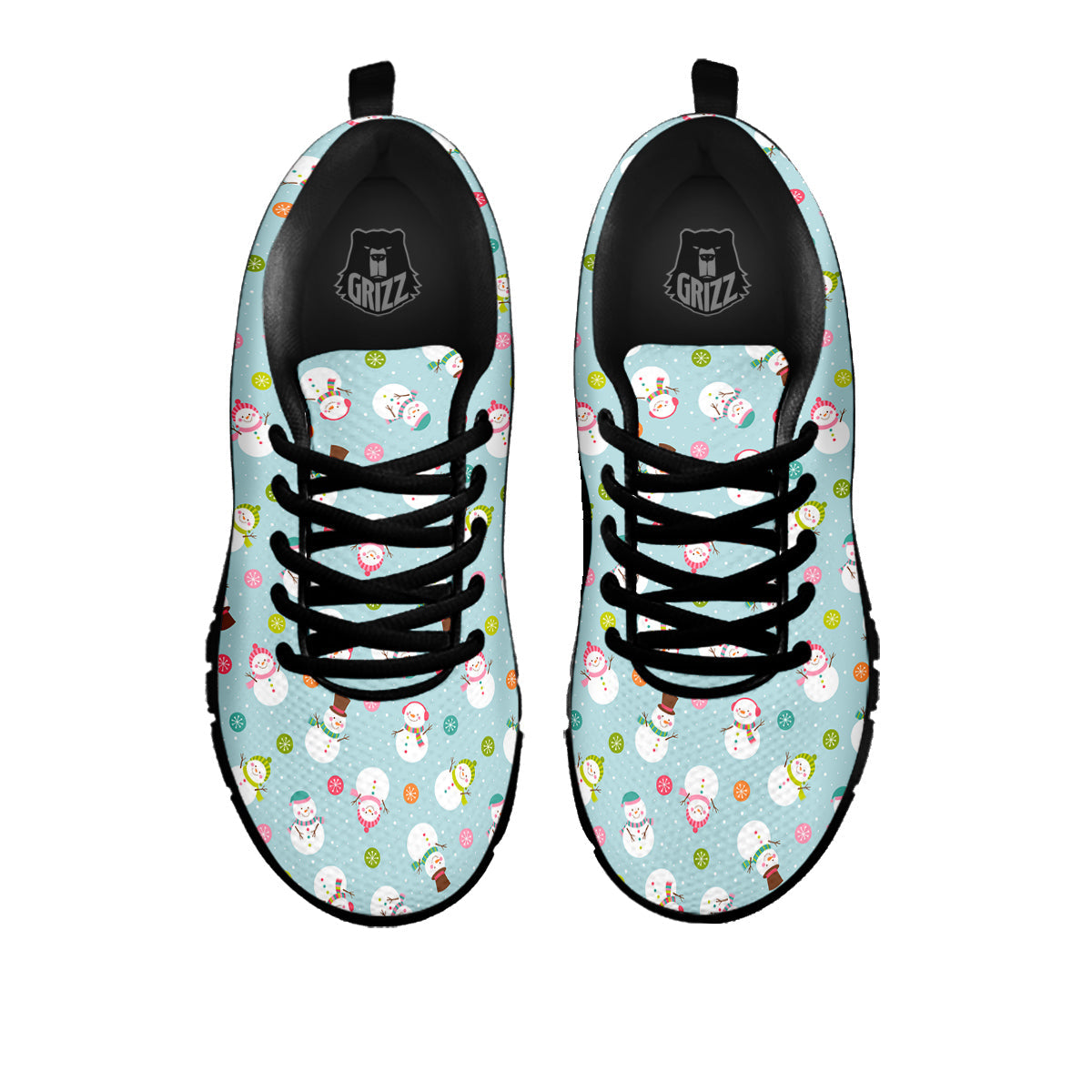 Snowman Cute Print Pattern Black Sneaker-grizzshop
