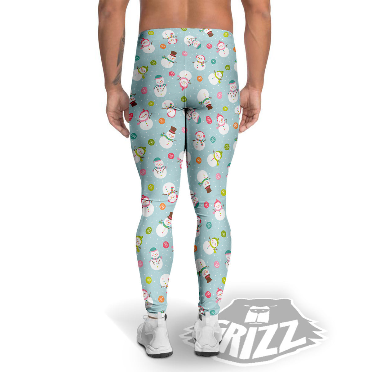 Snowman Cute Print Pattern Men's Leggings-grizzshop