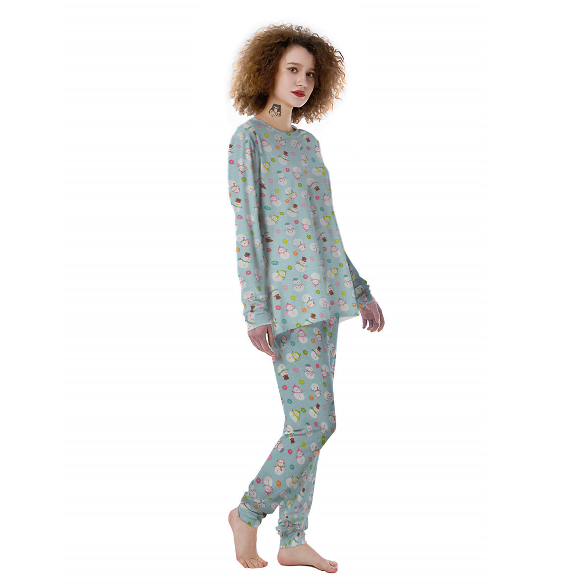 Snowman Cute Print Pattern Women's Pajamas-grizzshop