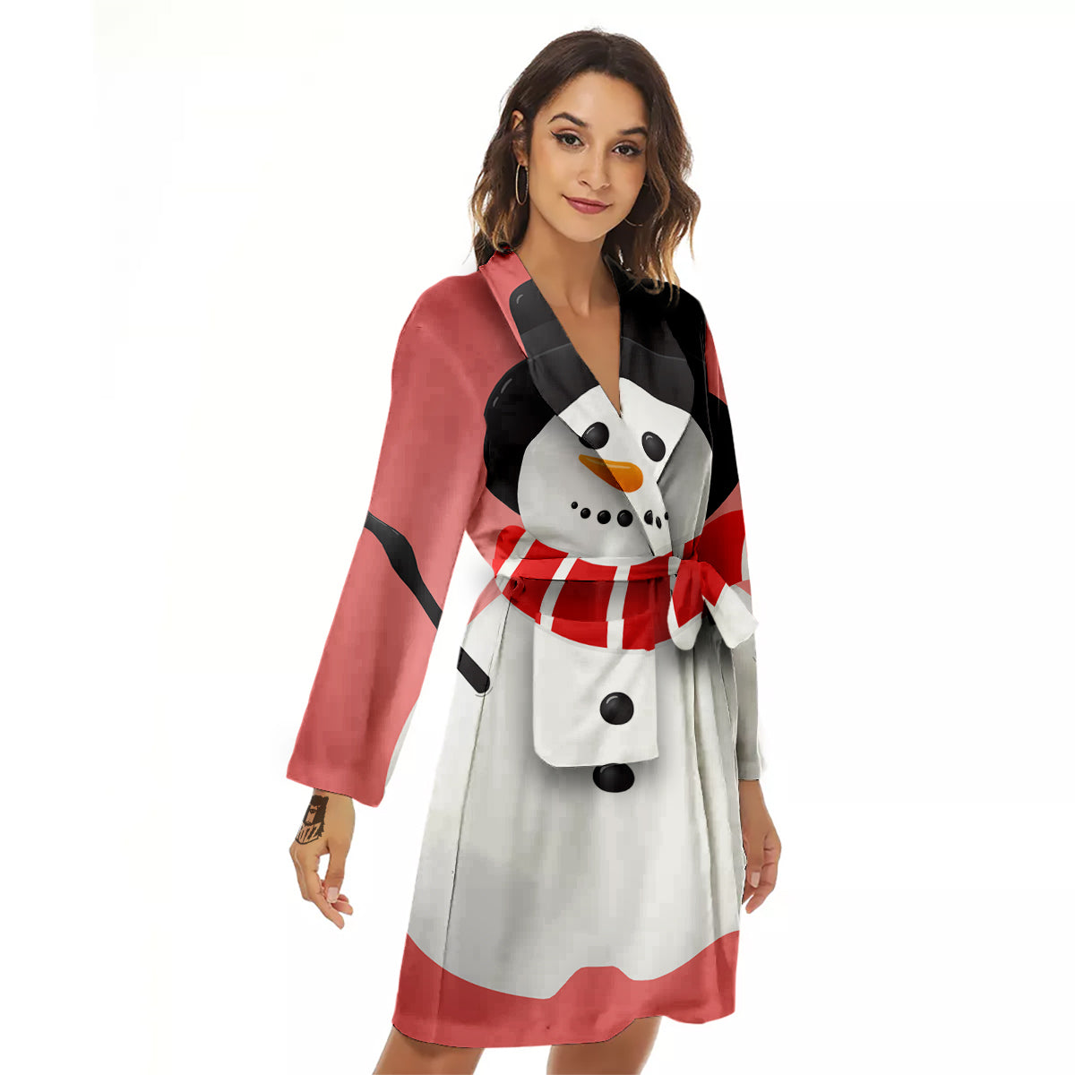 Snowman Cute Print Women's Robe-grizzshop