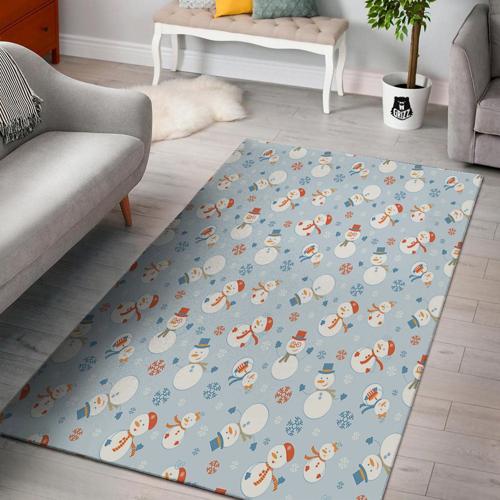 Snowman Holiday Print Pattern Floor Mat-grizzshop