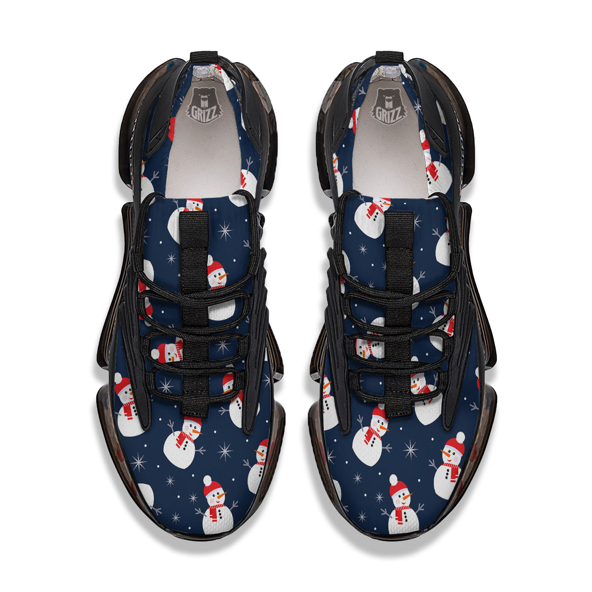 Snowman Print Pattern Black Gym Shoes-grizzshop