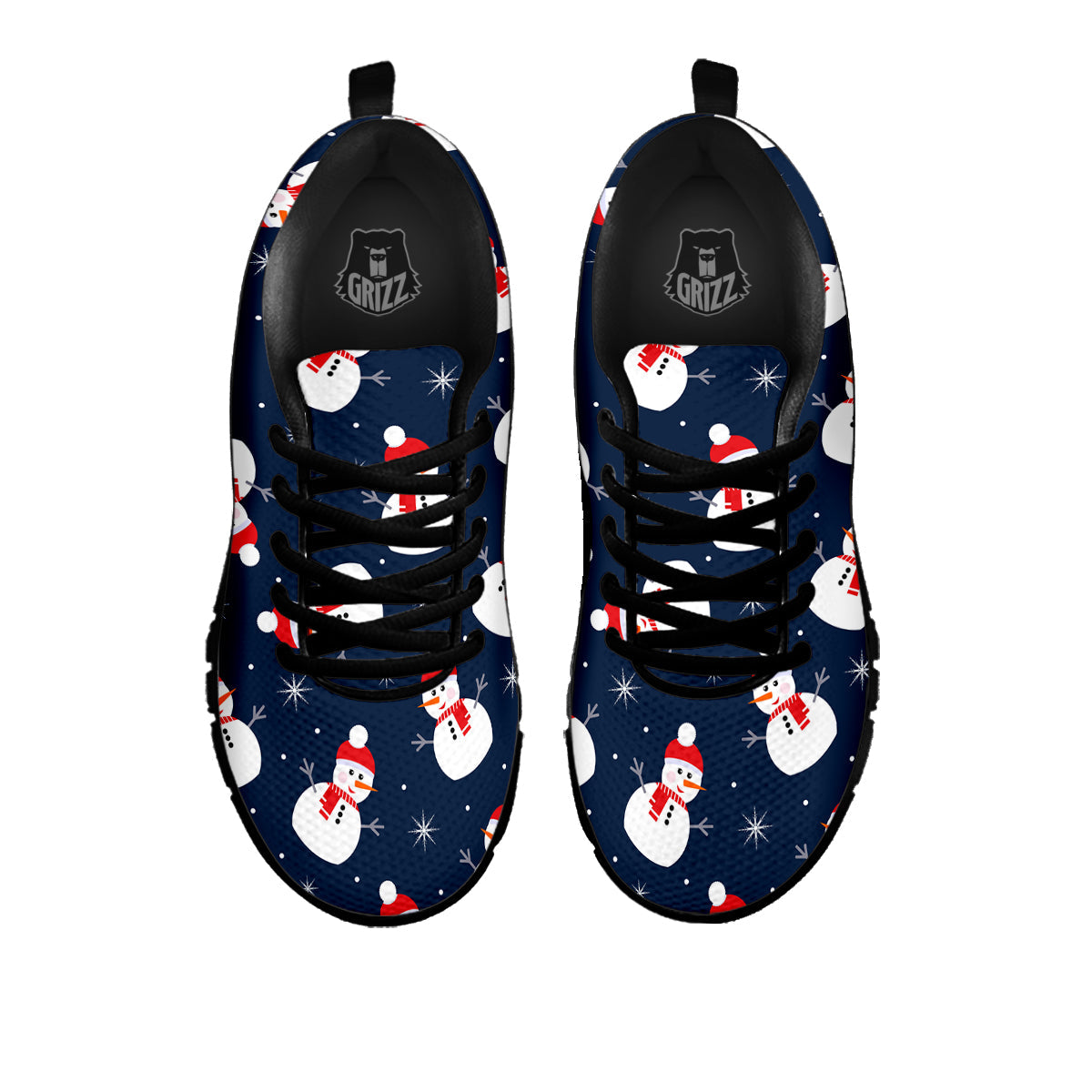 Snowman Print Pattern Black Sneaker-grizzshop