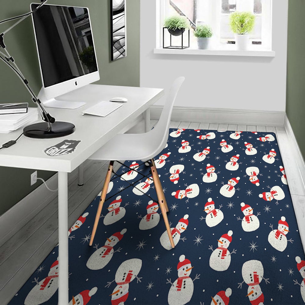 Snowman Print Pattern Floor Mat-grizzshop