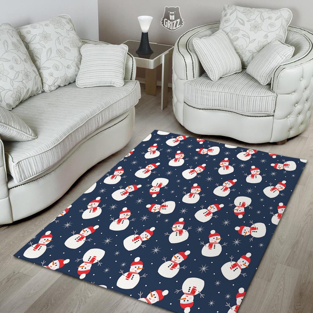 Snowman Print Pattern Floor Mat-grizzshop