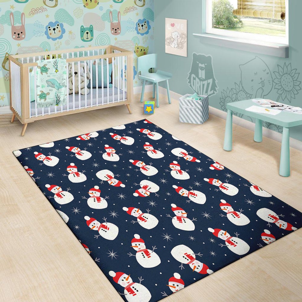 Snowman Print Pattern Floor Mat-grizzshop