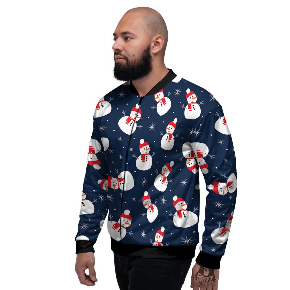 Snowman Print Pattern Men's Bomber Jacket-grizzshop