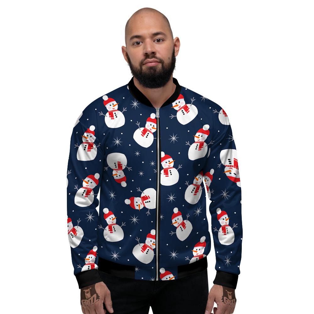 Snowman Print Pattern Men's Bomber Jacket-grizzshop