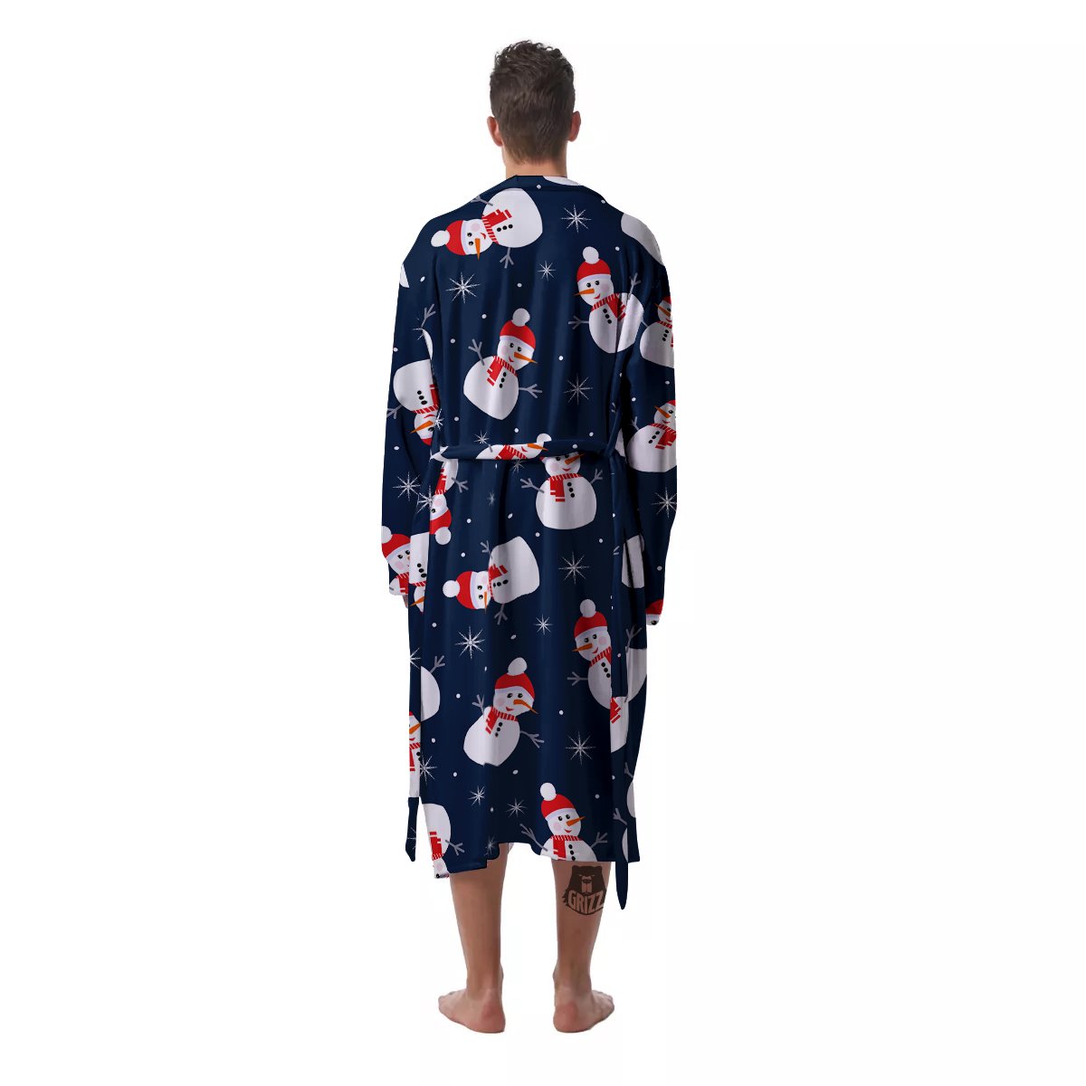 Snowman Print Pattern Men's Robe-grizzshop