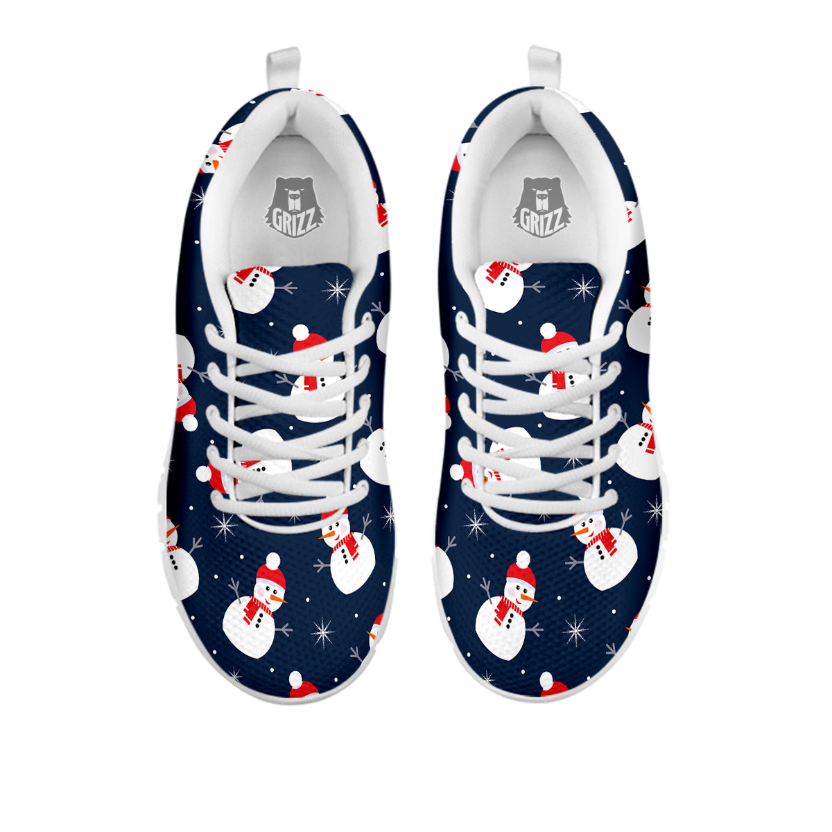Snowman Print Pattern White Sneaker-grizzshop