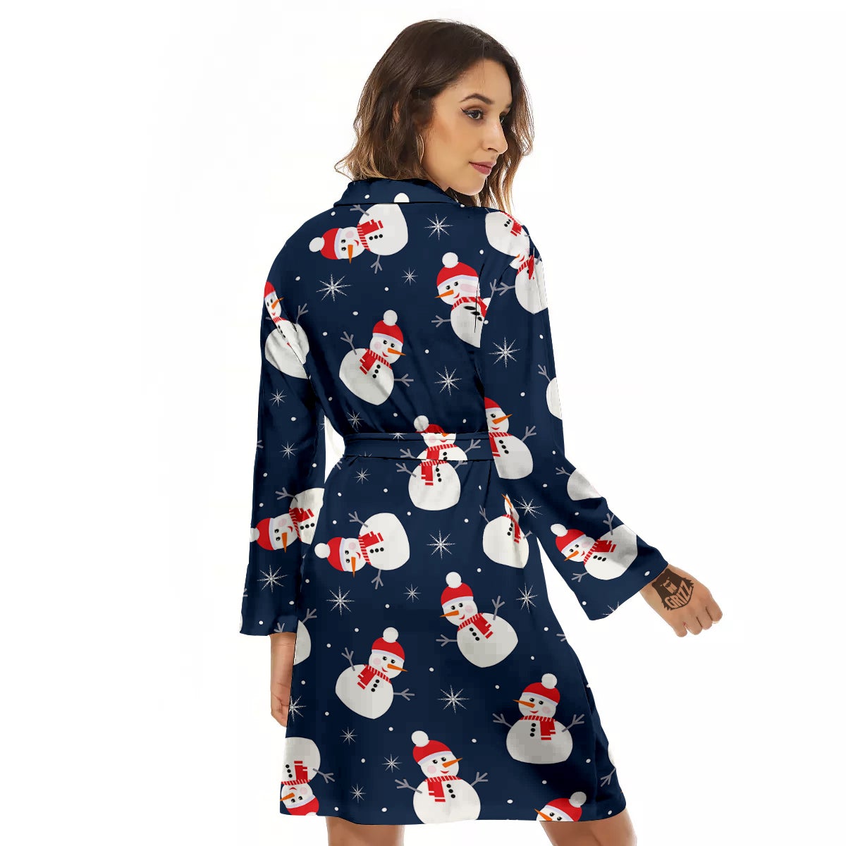 Snowman Print Pattern Women's Robe-grizzshop