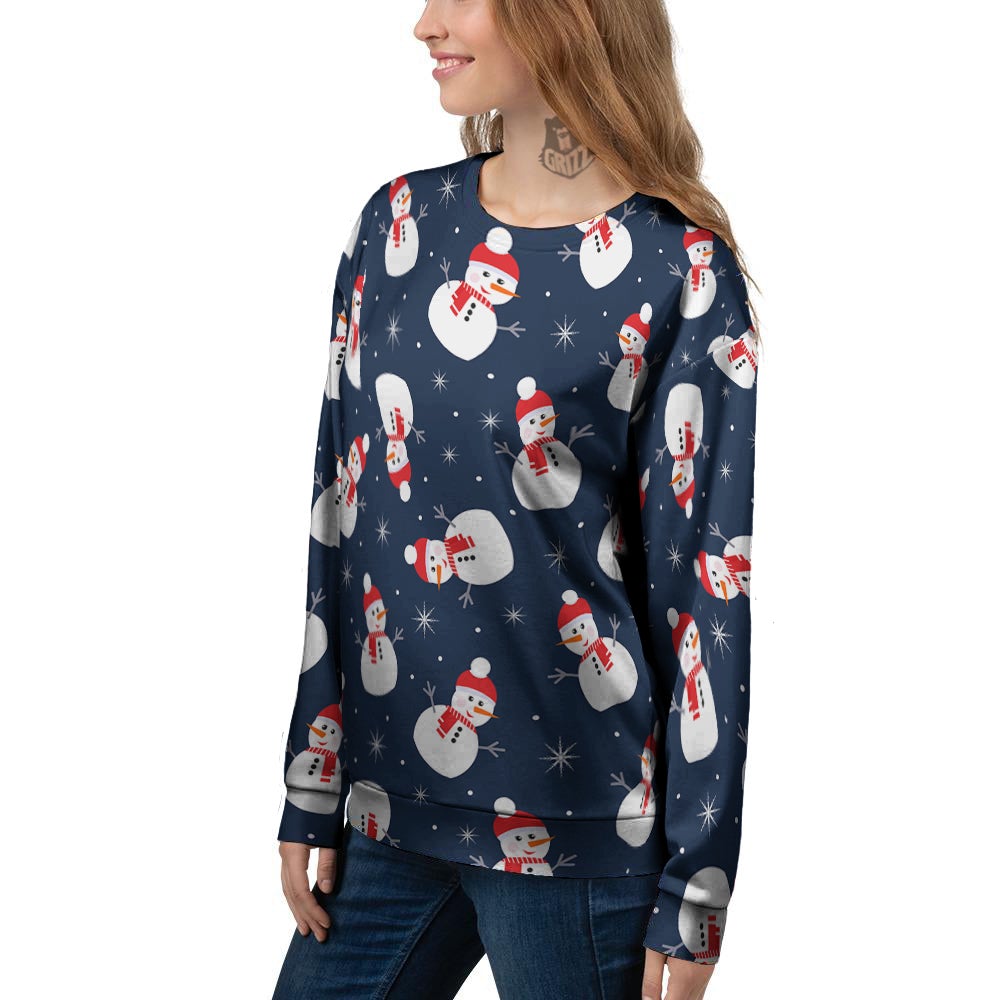 Snowman Print Pattern Women's Sweatshirt-grizzshop
