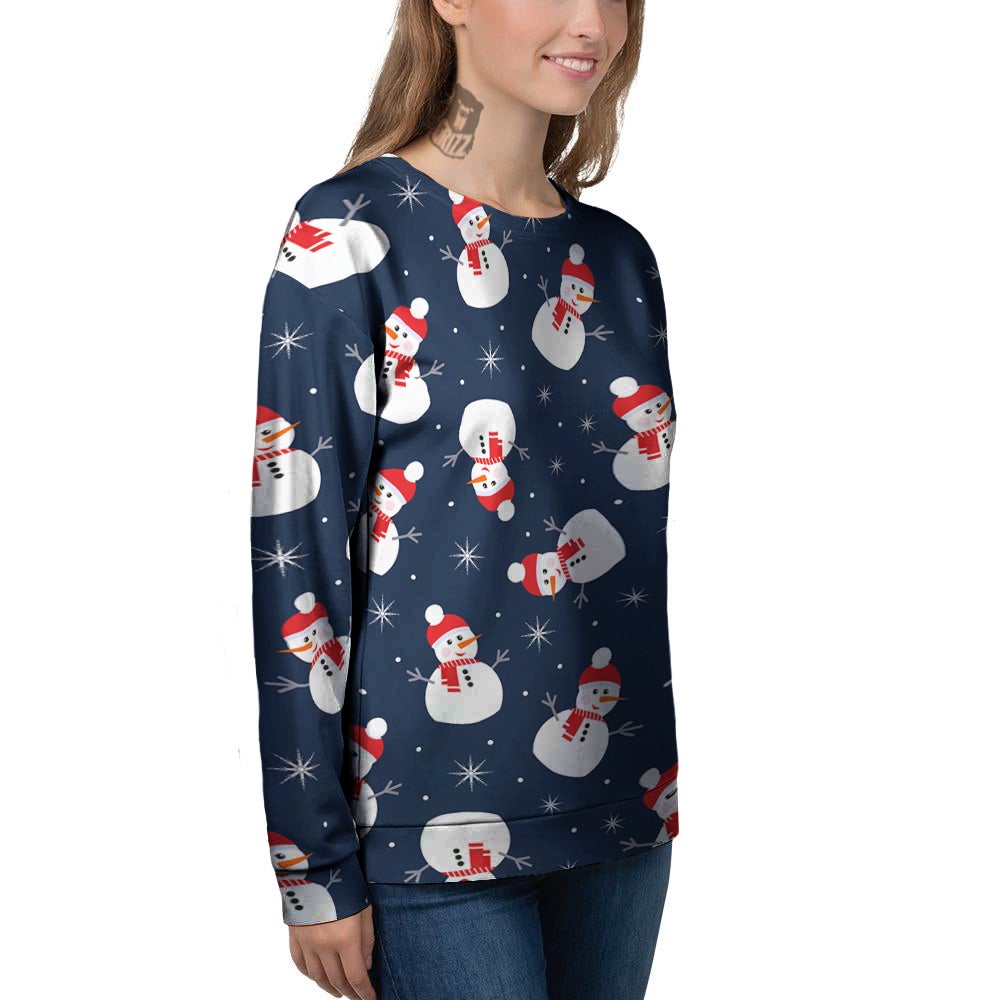 Snowman Print Pattern Women's Sweatshirt-grizzshop