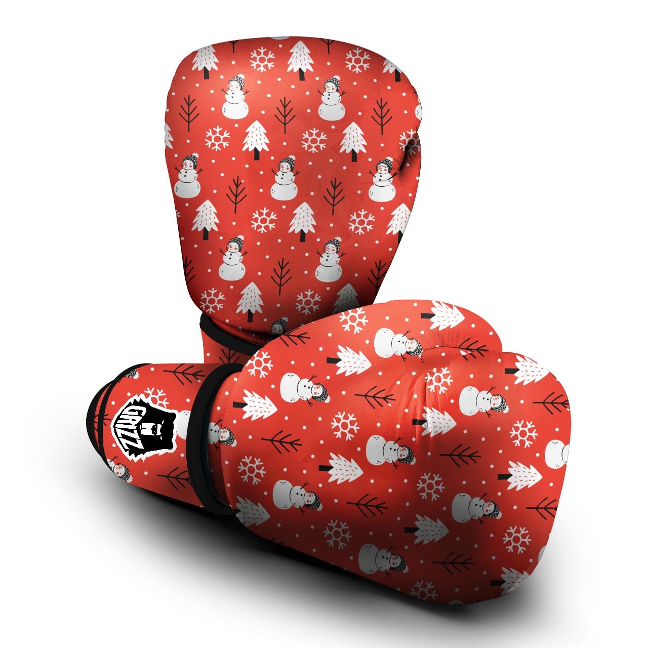 Snowman Red Print Pattern Boxing Gloves-grizzshop