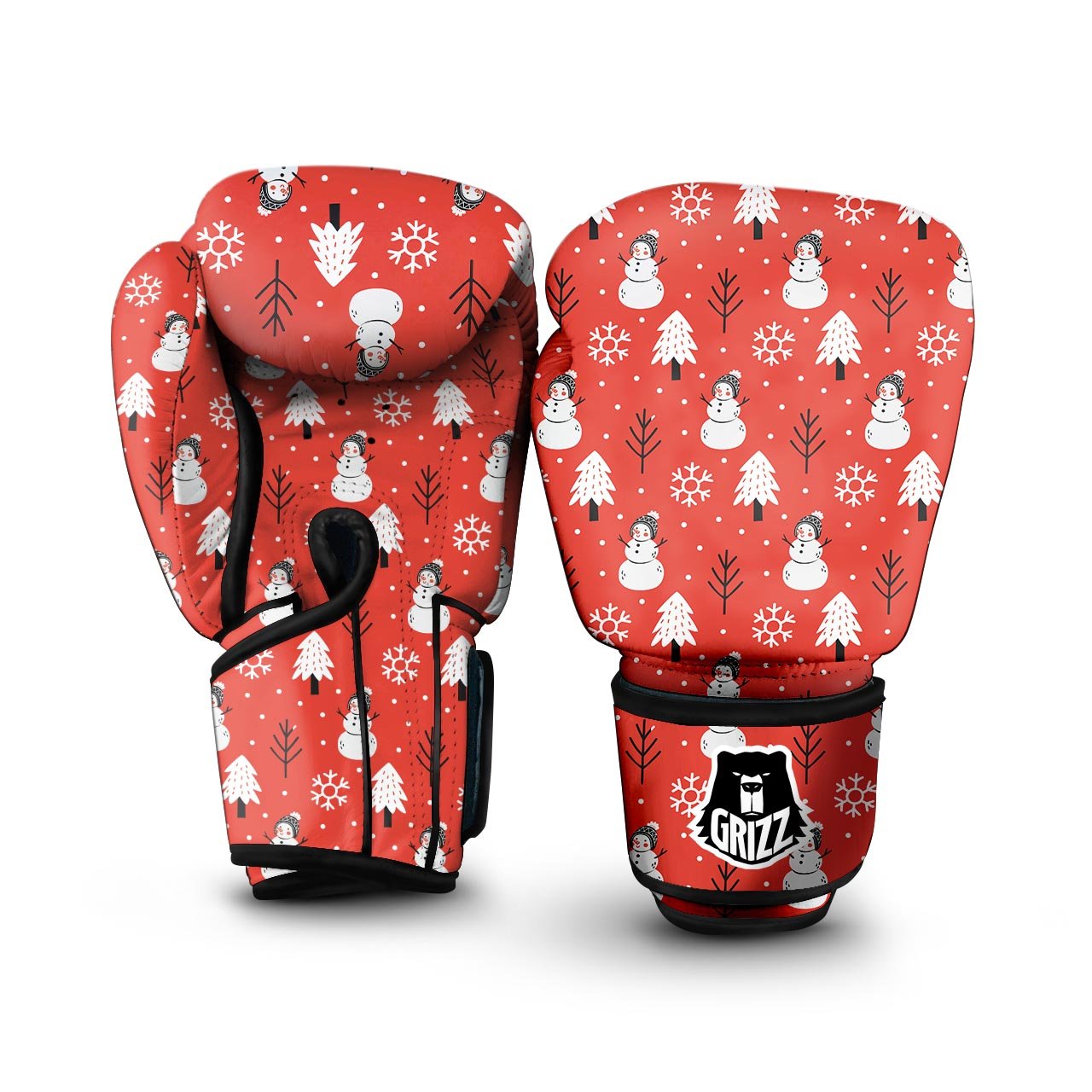 Snowman Red Print Pattern Boxing Gloves-grizzshop