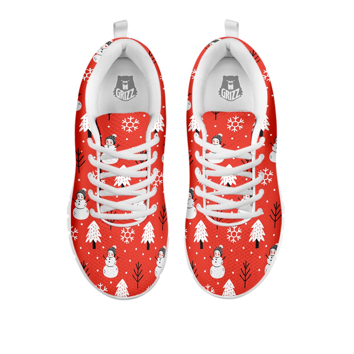 Snowman Red Print Pattern White Sneaker-grizzshop