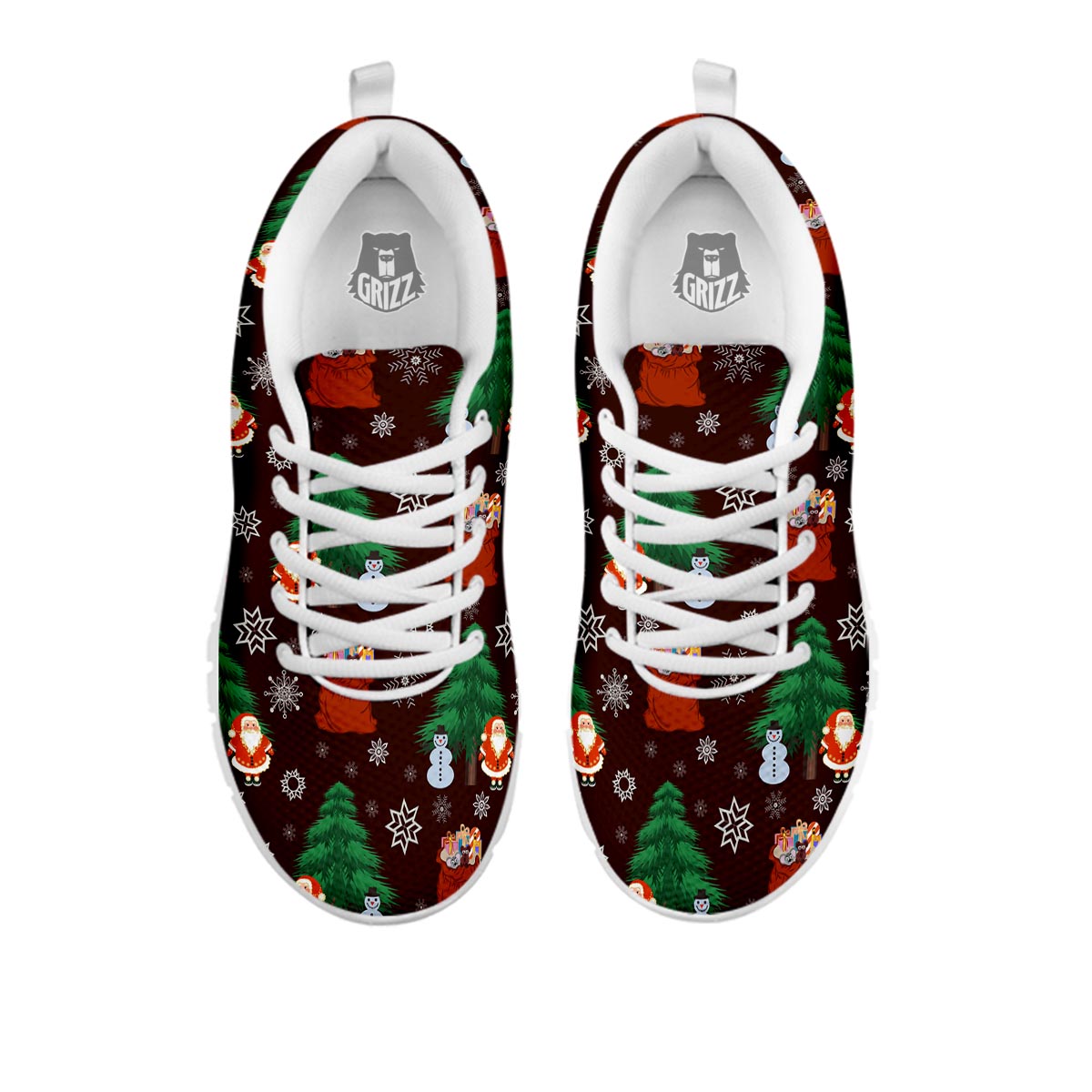 Snowman Santa Print Pattern White Sneaker-grizzshop