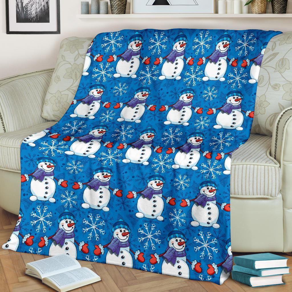 Snowman Snowflake Pattern Print Blanket-grizzshop