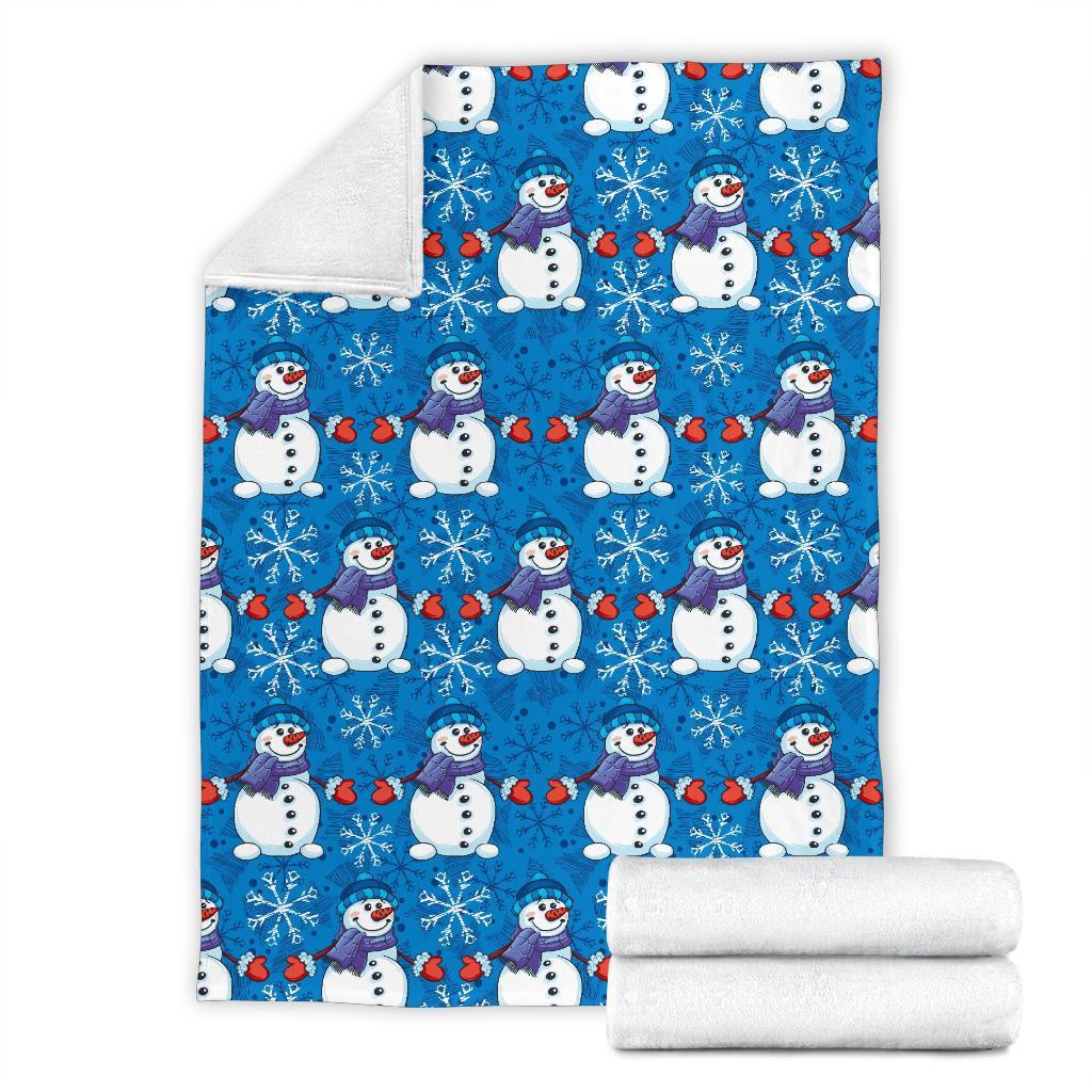 Snowman Snowflake Pattern Print Blanket-grizzshop