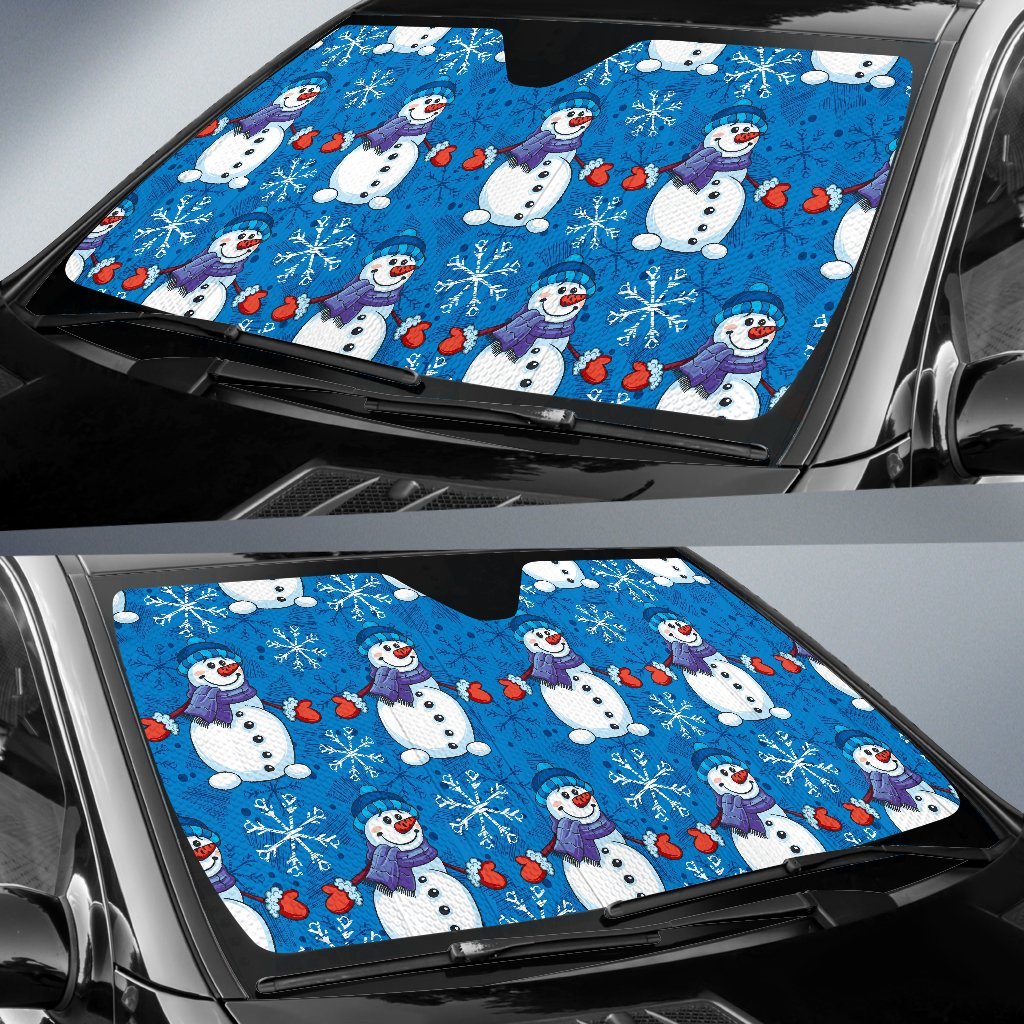 Snowman Snowflake Pattern Print Car Sun Shade-grizzshop