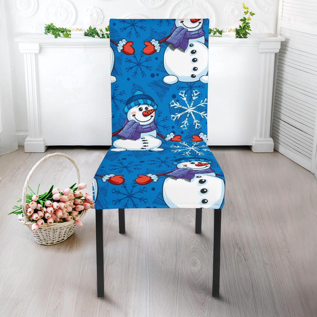 Snowman Snowflake Pattern Print Chair Cover-grizzshop