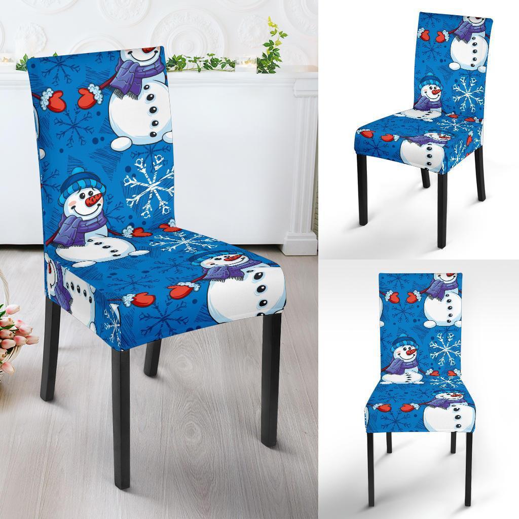 Snowman Snowflake Pattern Print Chair Cover-grizzshop