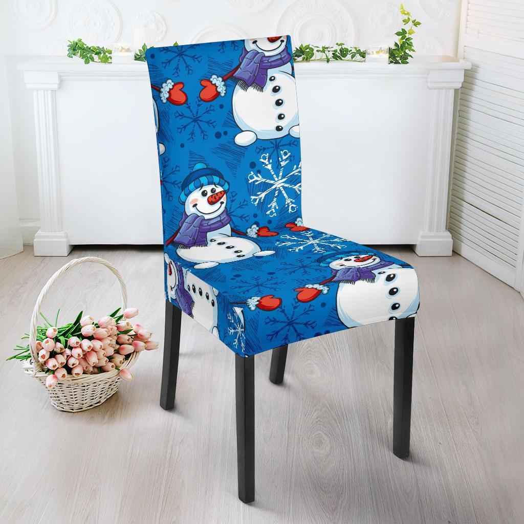 Snowman Snowflake Pattern Print Chair Cover-grizzshop