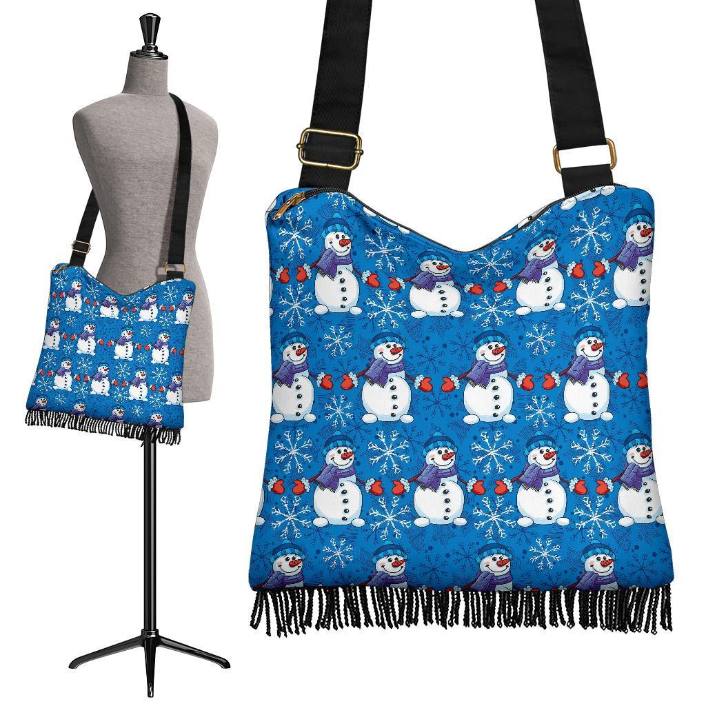 Snowman Snowflake Pattern Print Crossbody Bags-grizzshop