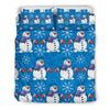 Snowman Snowflake Pattern Print Duvet Cover Bedding Set-grizzshop