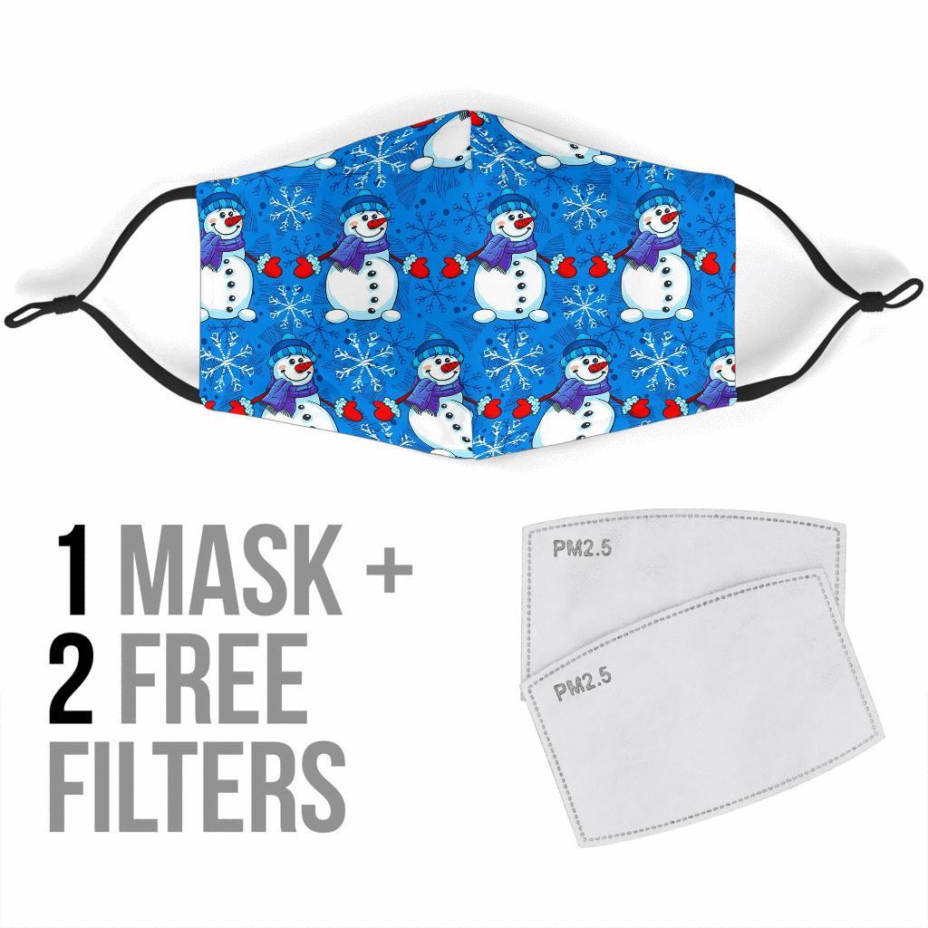 Snowman Snowflake Pattern Print Face Mask-grizzshop